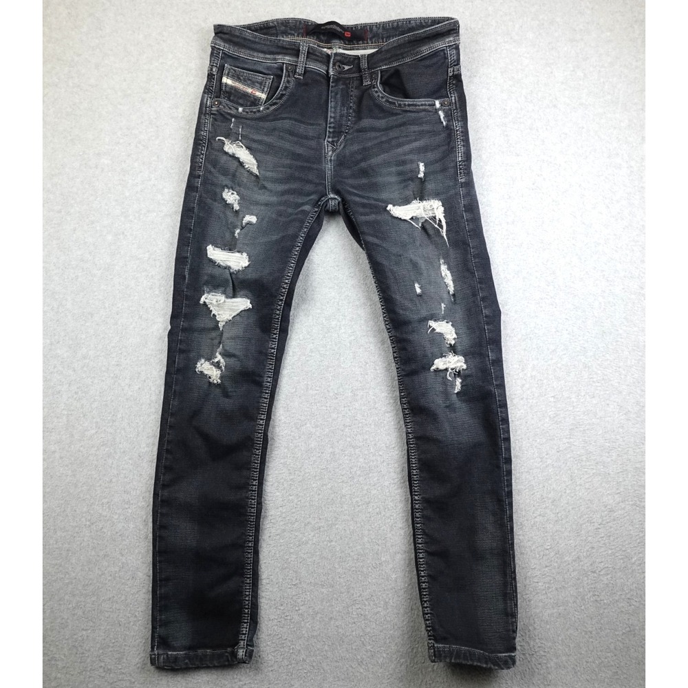 Diesel Jeans Mens 32x29 Blue Stretch Dark Wash Denim Skinny Distressed Casual